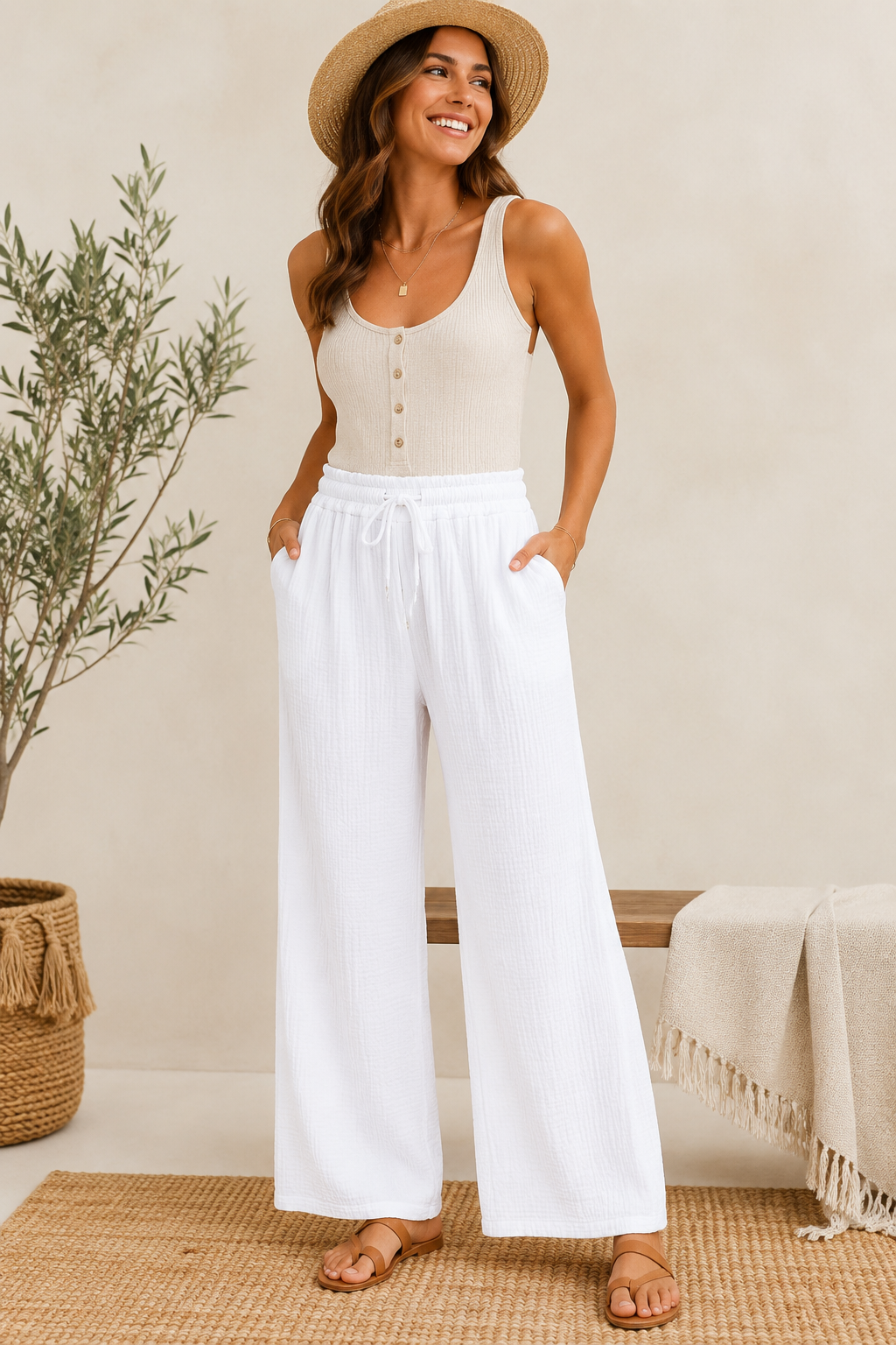 Pantalon en gaze de coton