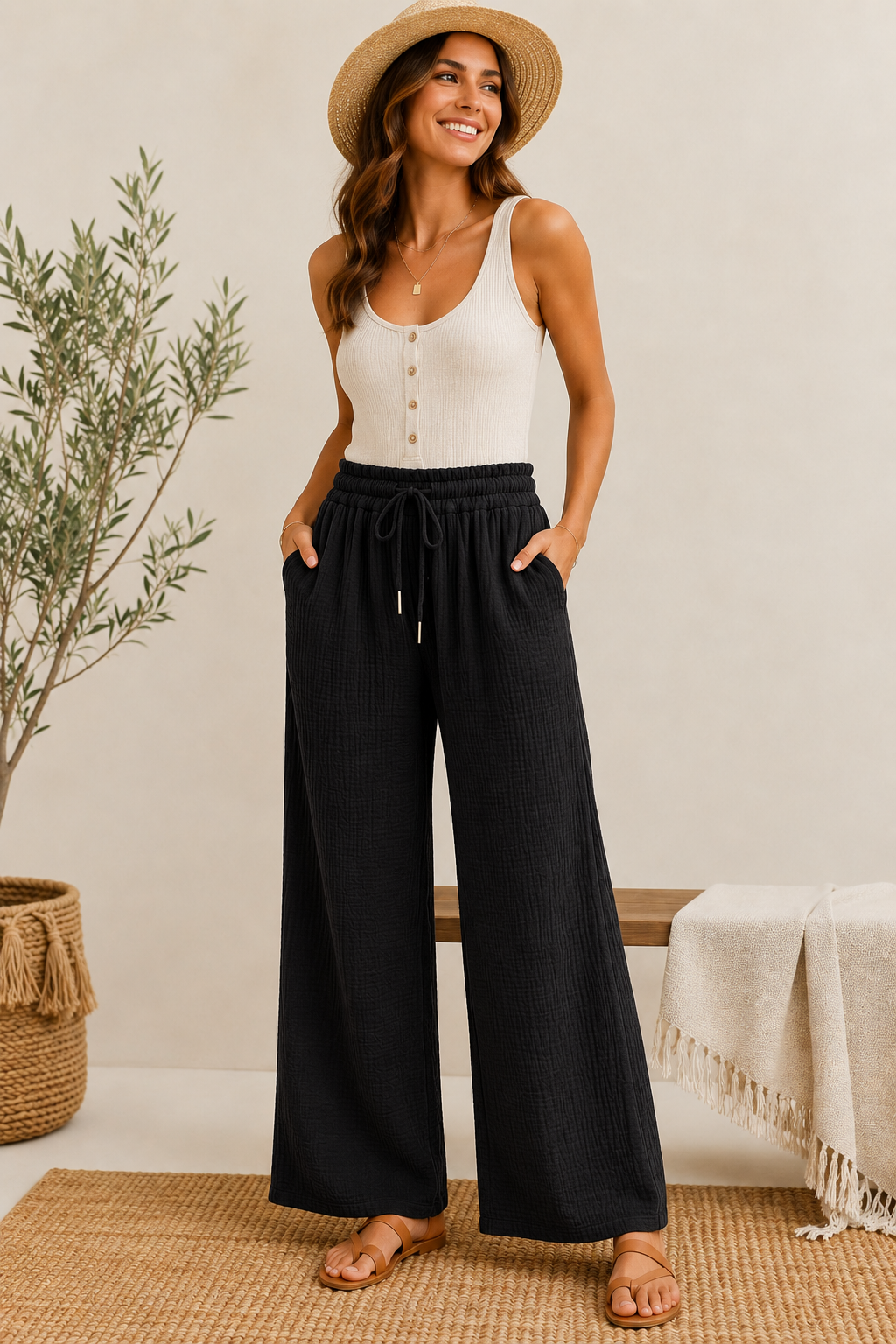 Pantalon en gaze de coton
